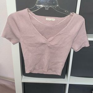 Purple cropped v-neck